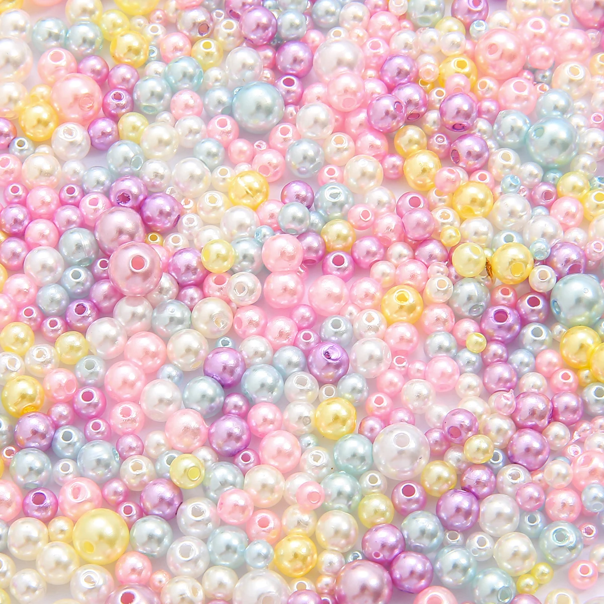 150Pcs Mix Size 3-8mm Beads With Hole Colorful Pearls Round Acrylic Imitation Pearl for DIY Jewelry Making Necklace Bracelet