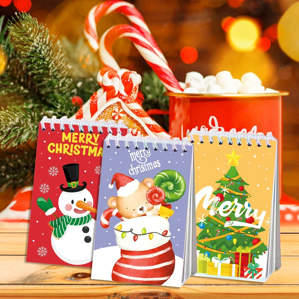 Christmas Santa Claus Coil Notebook Navidad Natal Noel Snowman Notepad Merry Christmas Decorations For Home 2024 New Year 2025