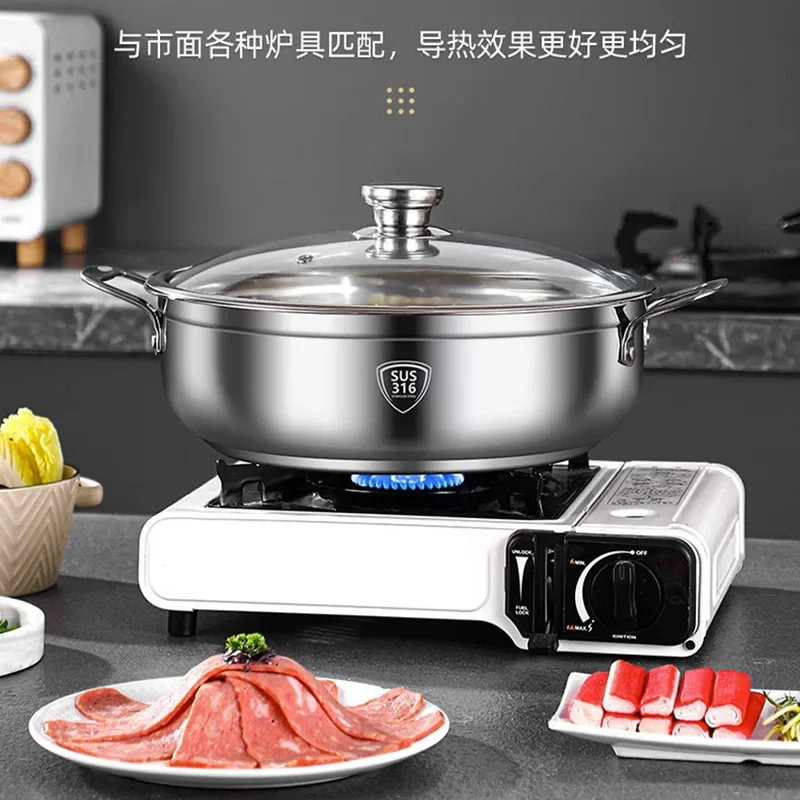 Food Dishes Hot Pot Korean Noodle Charcoal Cooking Chinese Hot Pot Ramen Stainless Steel Square Gas Fondue Chinoise Cookware