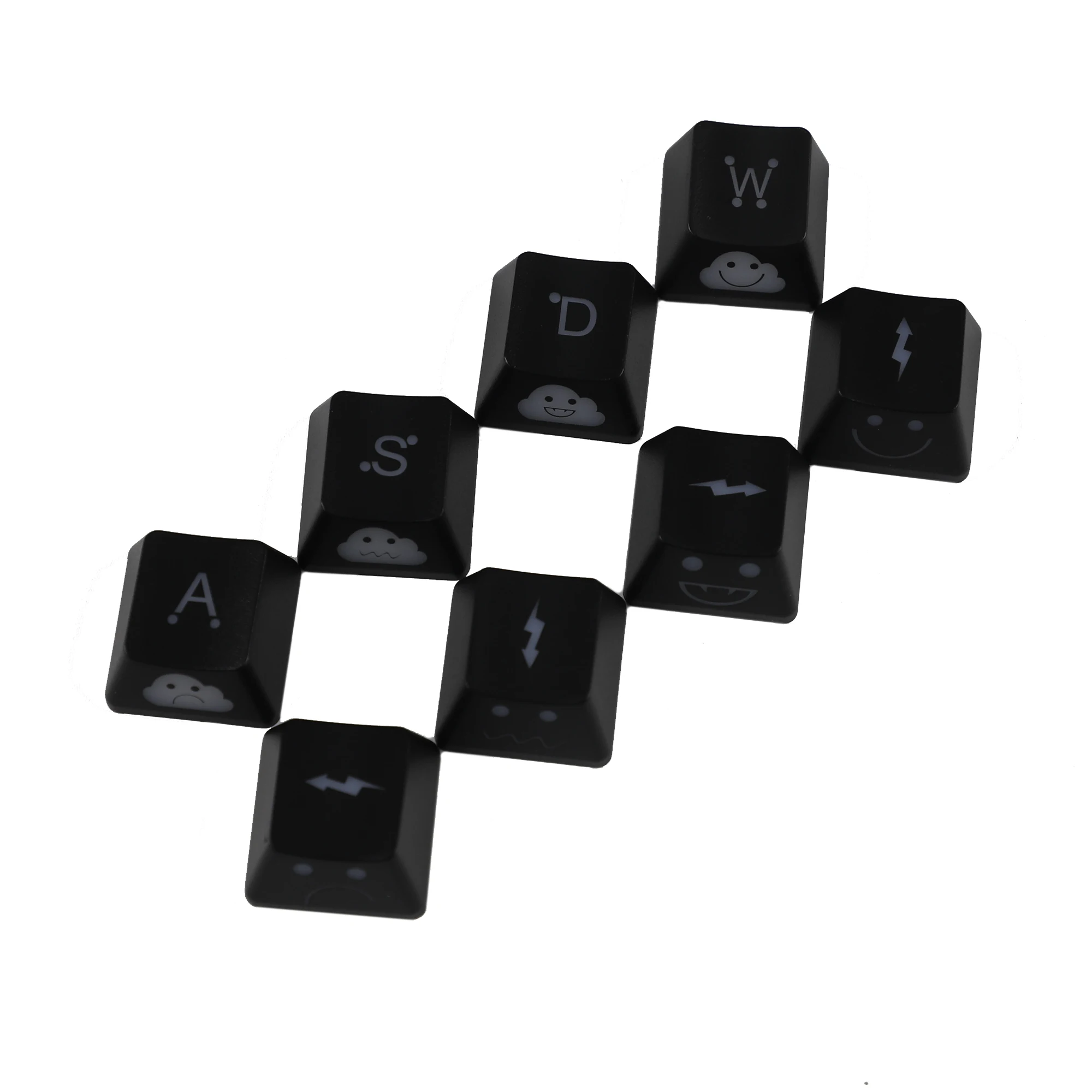 Brilho da espessura dos keycaps 1.5mm do relâmpago-bebê da seta de wasd do perfil do oem através dos keycaps para o teclado mecânico do jogo de mx