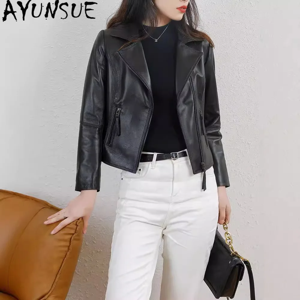 AYUNSUE Vera Giacca di Pelle da Donna 2025 100% Pelle di Pecora Cappotti da Donna Nuovo in Capispalla Primavera Autunno Vestiti Jah Σха Ж Dienха Ж Dön Disfrutecud