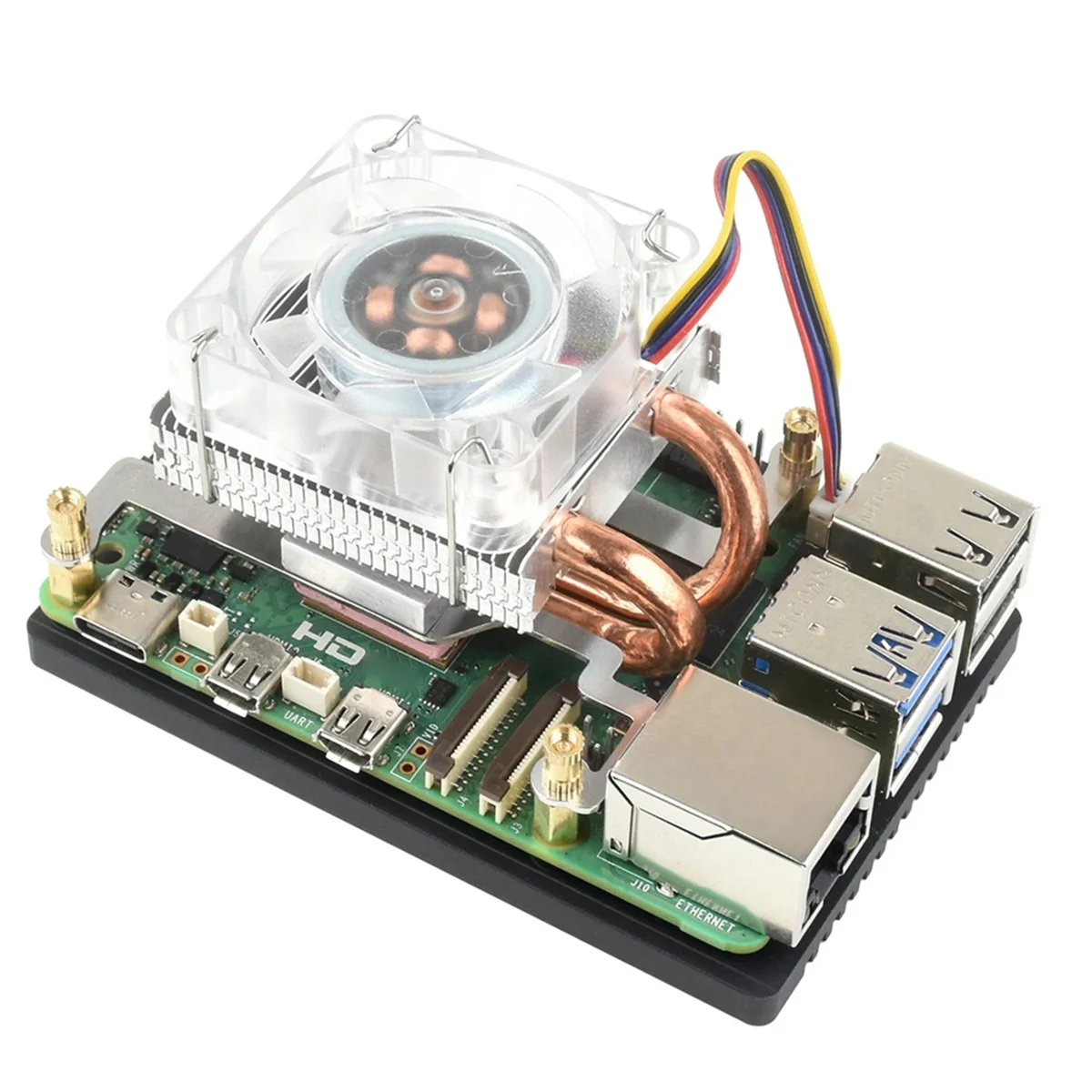 

AD41-ICE CPU Tower Cooling Fan Horizontal for Pi 5 5V Raspberry Pi 5 Cooler U-Shaped Copper Tube Cooling Fins RGB Cooling