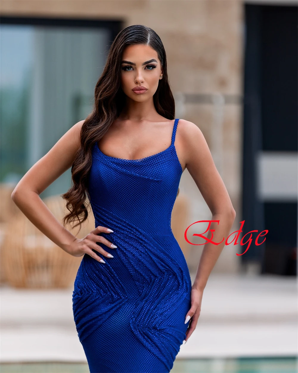 فستان سهرة رائع باللون الأزرق الداكن مخصص وحديث بدون حمالات وأشرطة سباغيتي للحفلات الراقصة حورية البحر فساتين مناسبة خاصة #4