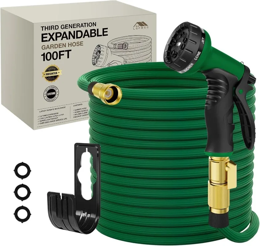 

Lefree 100ft Expandable Garden Hose Leak-Proof with 40 Layers of Innovative Nano Rubber,Lightweight, No-Kink Flexible Water Hose