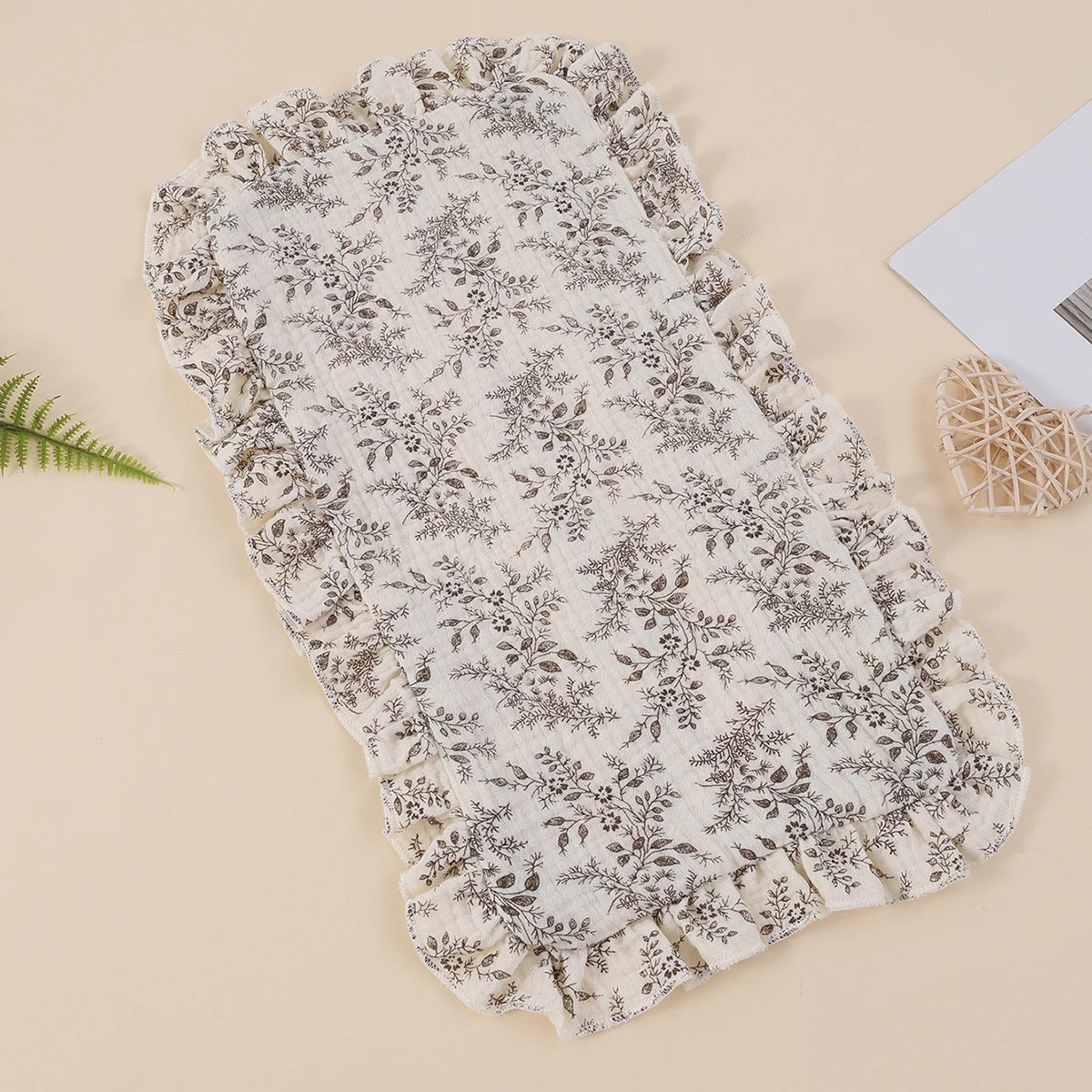 Wholesale Blank Ruffle Burp Pad Monogrammed 100% Cotton print leaf Infant Ruffle Burp Cloth