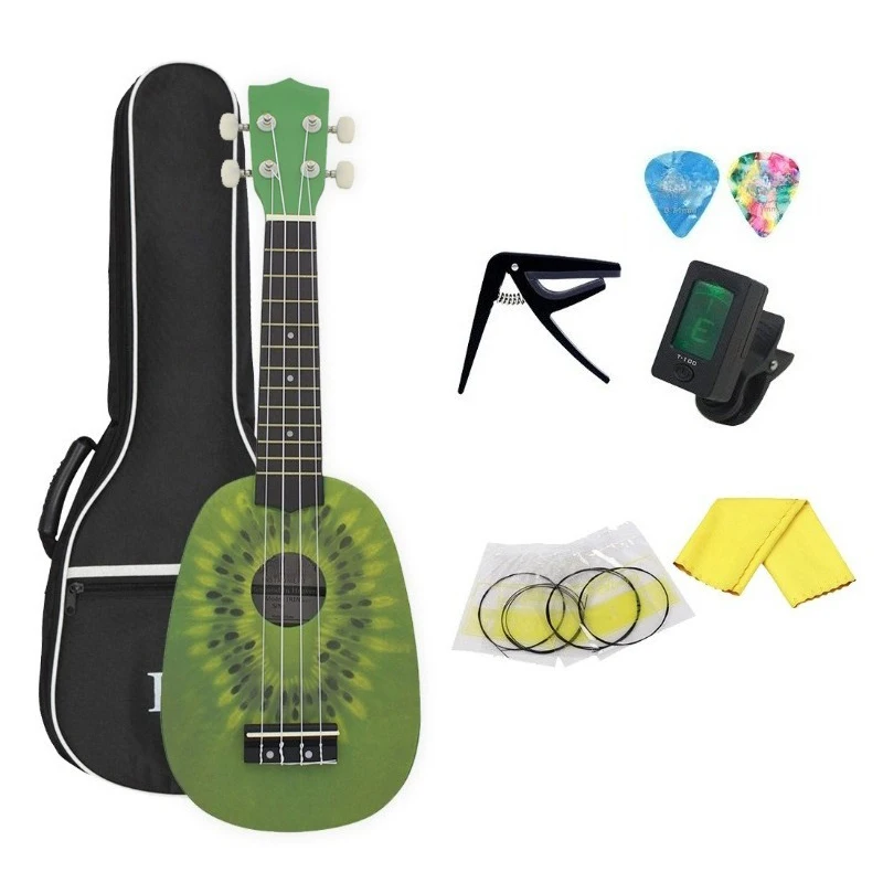 21 Inches Ukulele Wooden Small Ukulele Full Set 4 String Beginners Playing Ukuleles Adults Children Entry-level Practice Ukulele