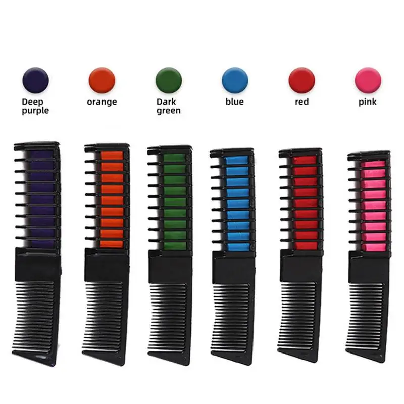 

Hair Chalk Comb Washable New Hair Chalk Comb Temporary Hair Color Dye 6PCS Creative Rainbow Hair Chalk Dyeing Tools for