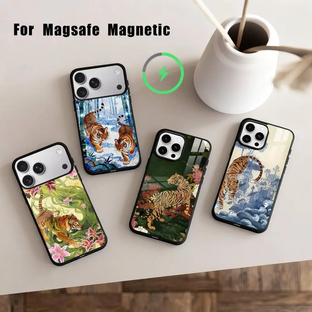 

T-tiger P-poster Phone Case For iPhone17,16,15,14,13,12,11 Plus,Pro Max Magnetic For Magsafe Wireless Charging