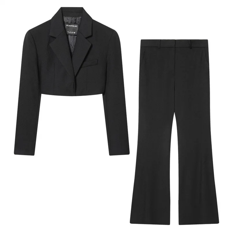 Fashionable Casual Women's Suit Jacket Straight Leg Pants Short Style Cross-Border Quality Clothing Long Sleeve  Color