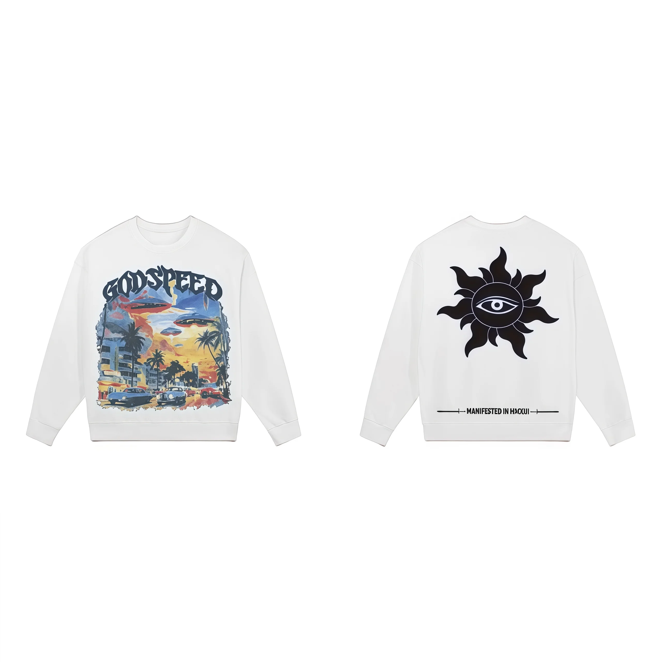 Sweat-shirt à col rond avec motifs imprimés pour hommes et femmes, sans chapeaux, automne et hiver