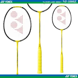 Raqueta de bádminton genuina Yonex NF 1000Z, raqueta profesional ofensiva amarilla, juego de bádminton, libras personalizables y tipo de cuerda