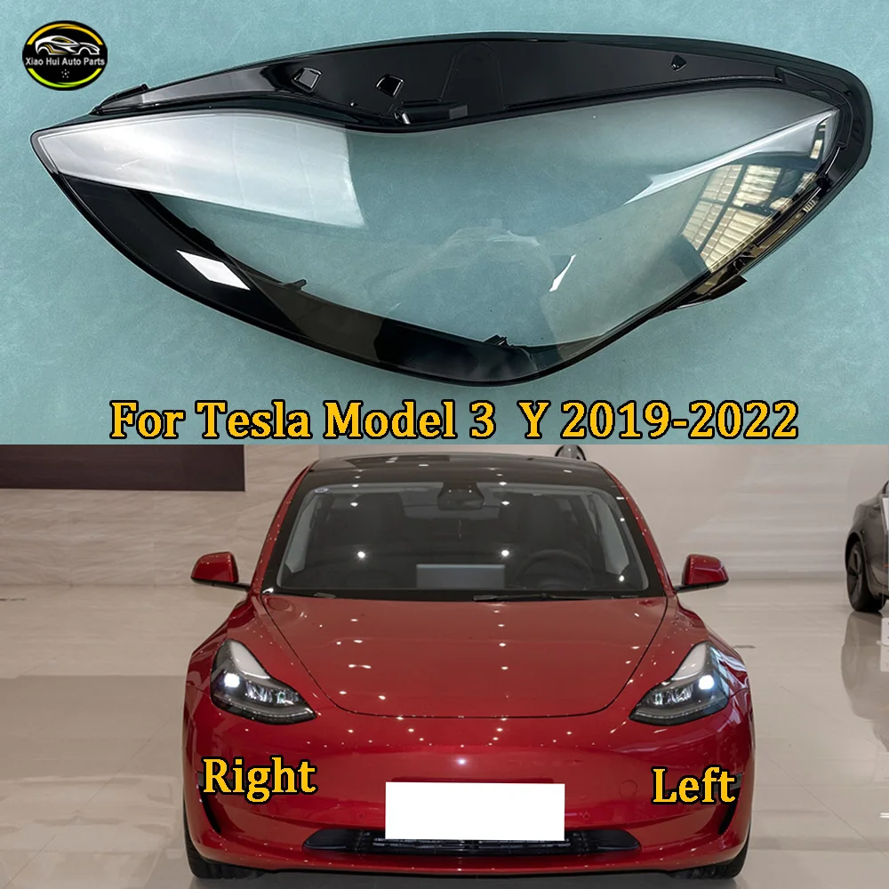 

For Tesla Model 3 Y 2019 2020 2021 2022 (With Lens) Headlamp Cover Transparent Lampshade Headlight Shell Mask Lens Plexiglass
