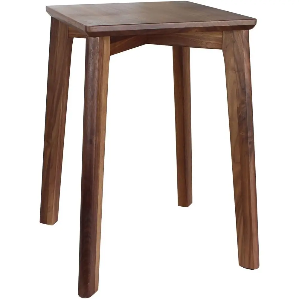 18-Inch Stackable Wooden Stool rom Walnut Solid Wood, Stacking BacklStool with Square Top Anti-Slip elt Pad or Kitchen, Dining R