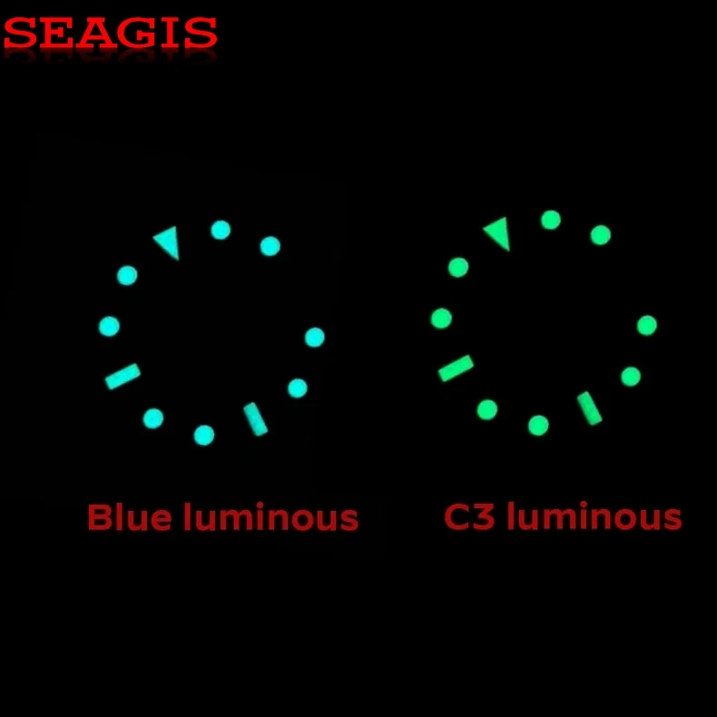 Seagis padrão de cor mostrador de fibra de carbono 28.5mm bgw9 c3 lume nh35 mod sem logotipo para sub mariner relógio rosto acessórios
