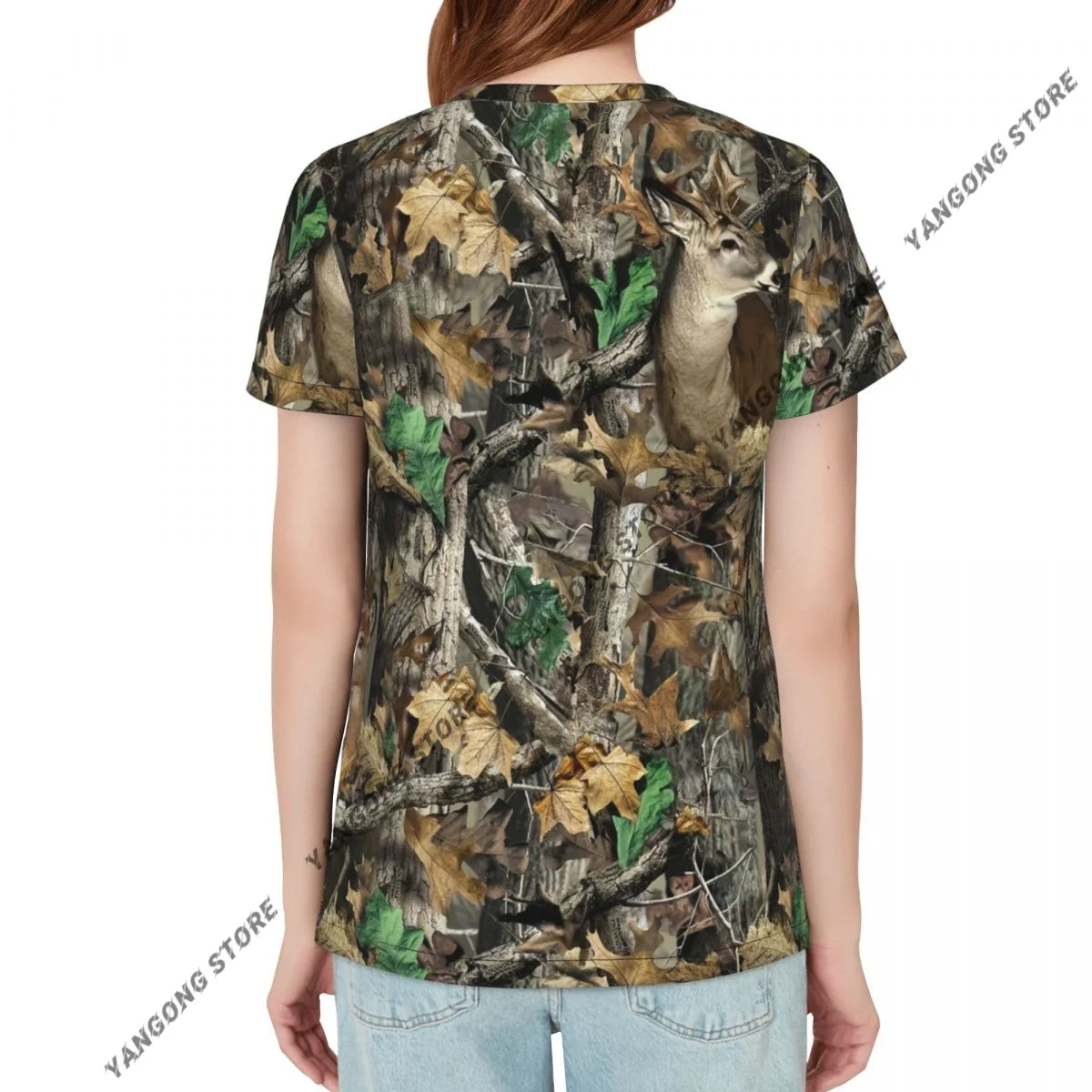 Women's T-shirt Camouflage Forest Tree Tshirt Women Casual O-Neck Short Sleeve Tops Tees Clothing