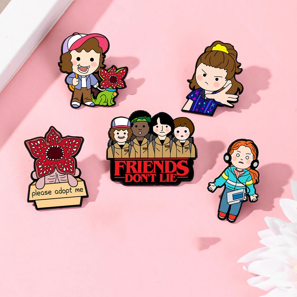 Cute Demogorgon Cannibal Flower Enamel Pins Set - 4/5/9pcs Cartoon Brooches Lapel Badges for Backpacks Costumes Gifs
