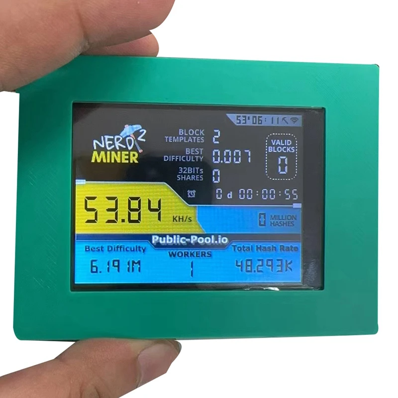 Nerdminer V2 Miner 56KH/S 2.8 Inch LCD Display BTC Lottery Miner Bitcoin Solo Miner Nerd Miner