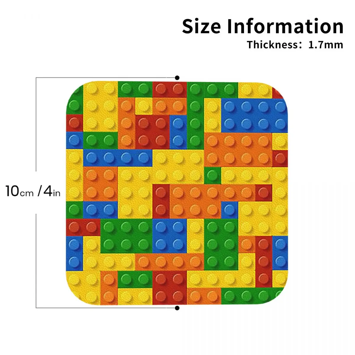 Building Blocks Construction Brick Coasters PVC Leather Placemats Non-slip Coffee Mats for Decor Home Dining Pads Set of 6
