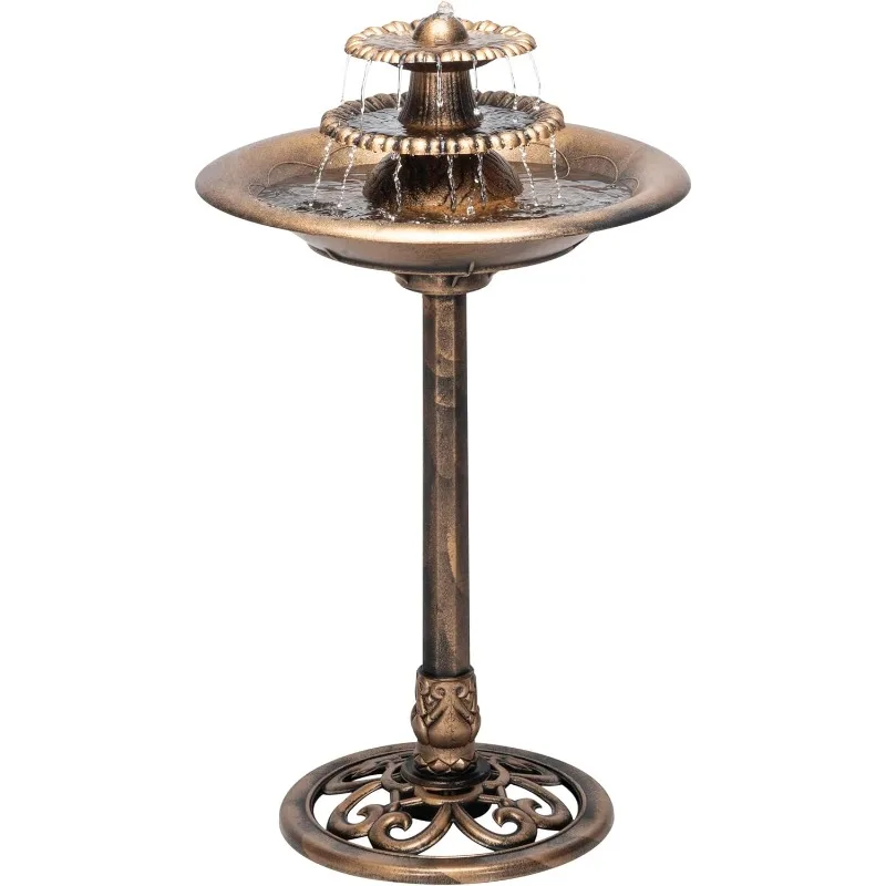 Imagem -02 - Bronze Outdoor Water Fountain com Birdbath Cachoeira Vintage Pedestal em Camadas Tec106-bz 35