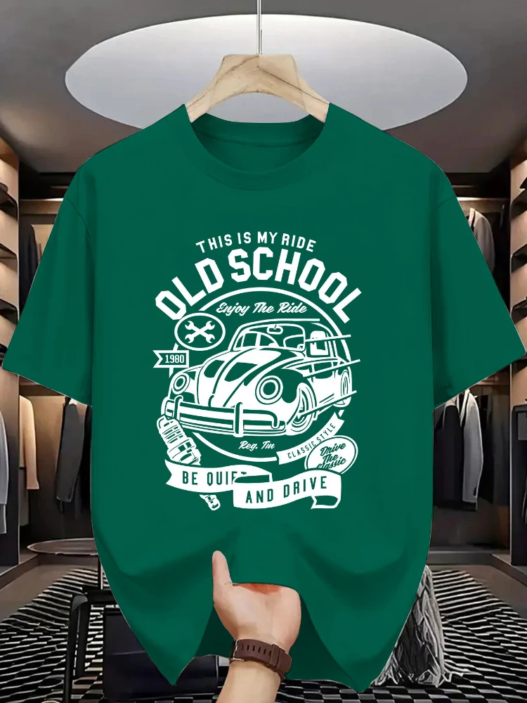 

Vintage Old School with Classic Car&"This Is My Ride"design-100% cotton summer O-neck short sleeve casual printed men's T-shirt.