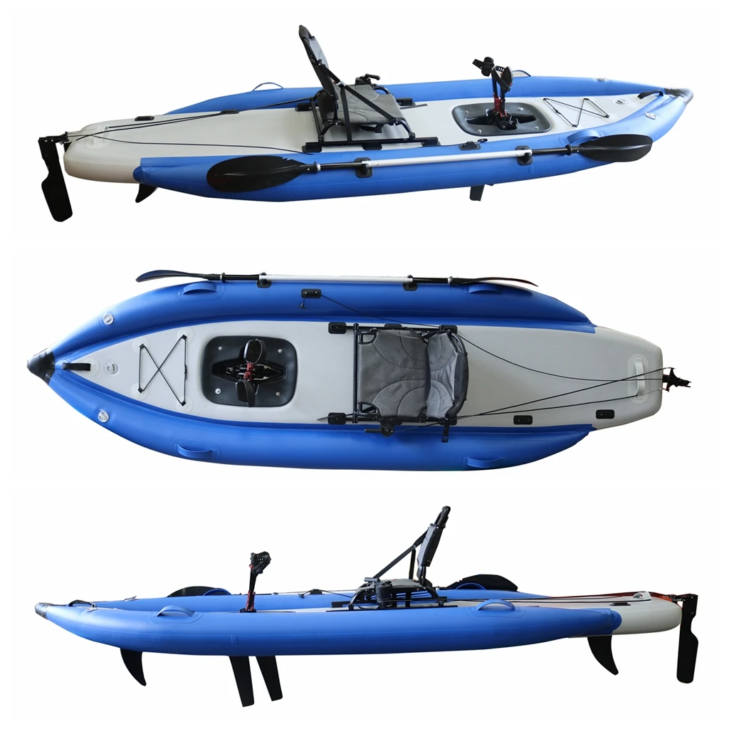 2024 New Design Inflatable Pedal Fishing Kayak 12 FT Single Person Sit on Top Ocean Kayak PVC Material for Sale