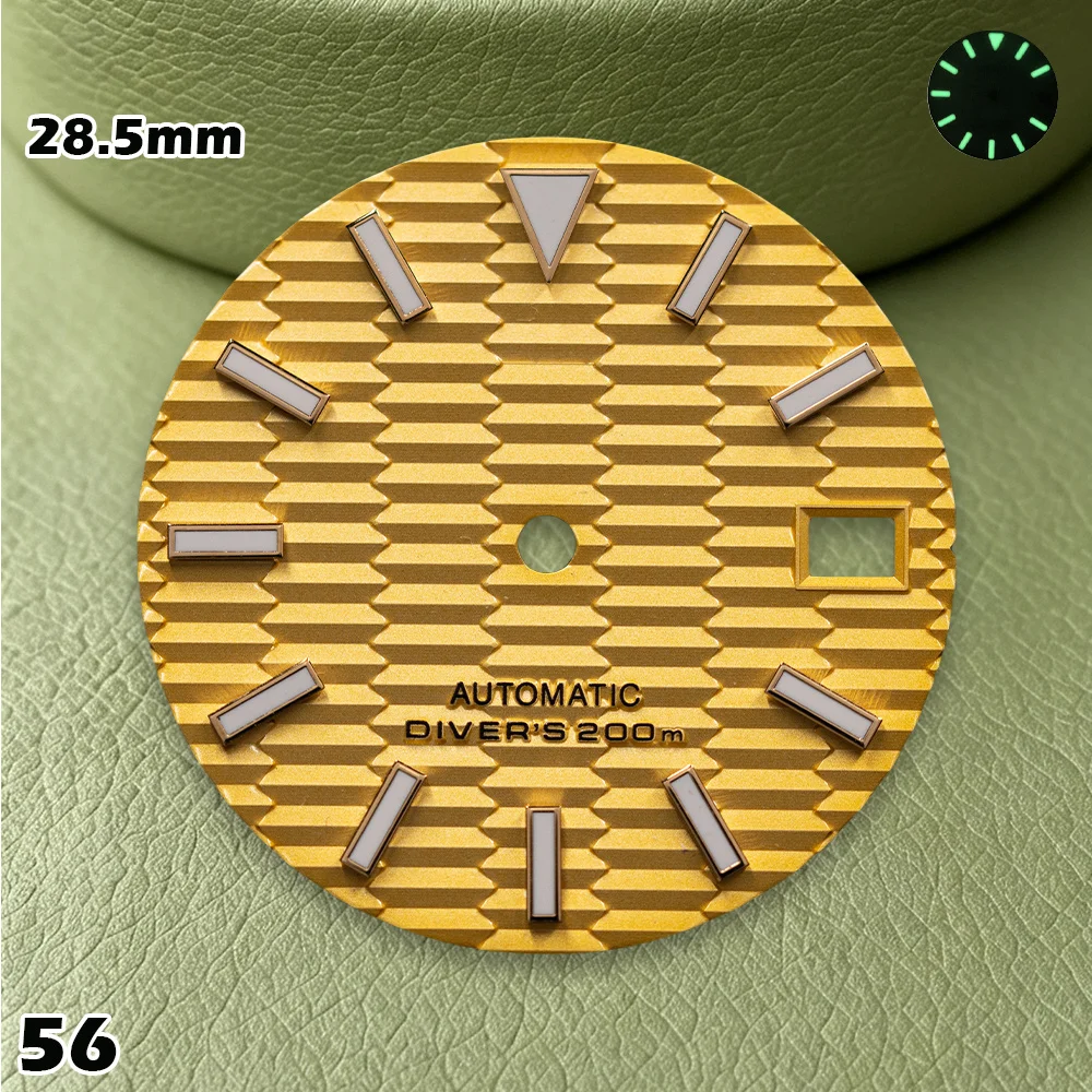 28.5mm Slope Dial NH36/NH35 Movements C3 Green Luminous S-type High Quality Watches for men Watch Modification Accessories