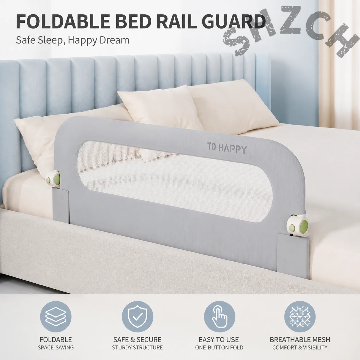 Portable Baby Bed Rail Lightweight Foldable Guardrail with Extra Anti-Gap Bar Universal Fit for Travel Cribs & Twin/Full Beds