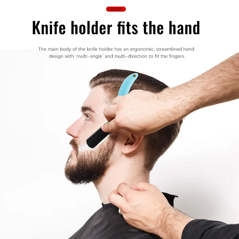 Men's Luminous Folding Barber Straight Razor, Luminous Resin Handle Manual Razor, Beard and Hairline Trimming Grooming Tool, Supports Replacement Blades, Blades Not Included