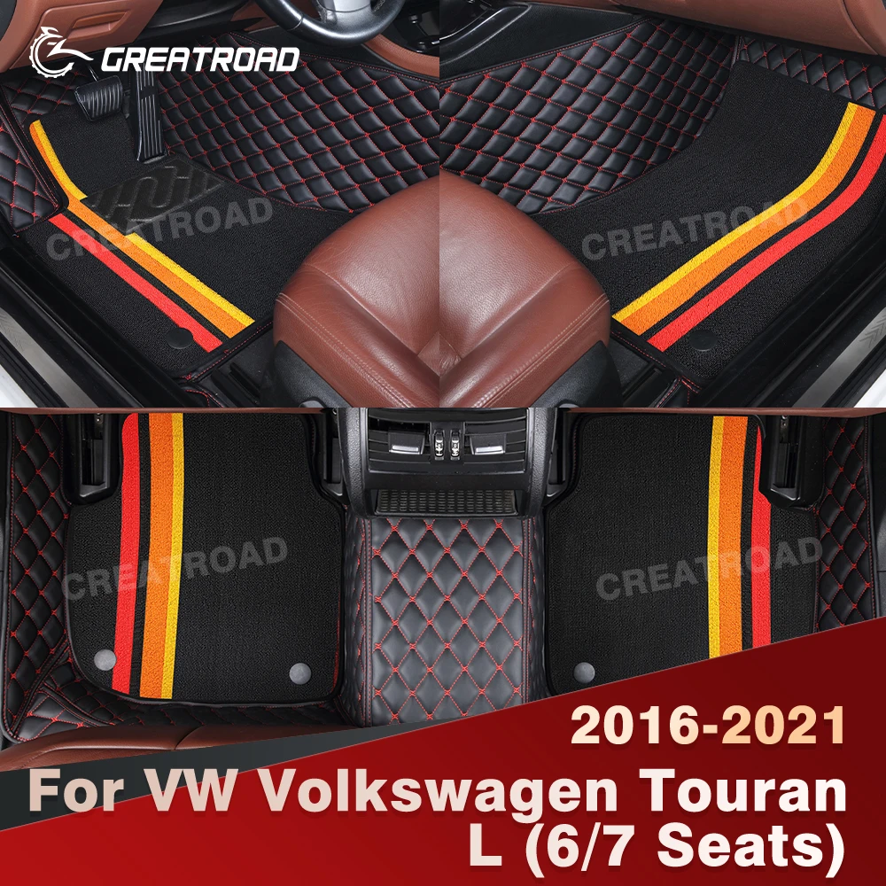 

Для VW Volkswagen Touran L (6/7 мест) 2016-2021 двухслойные автомобильные коврики на заказ, автомобильный ковер, аксессуары для интерьера