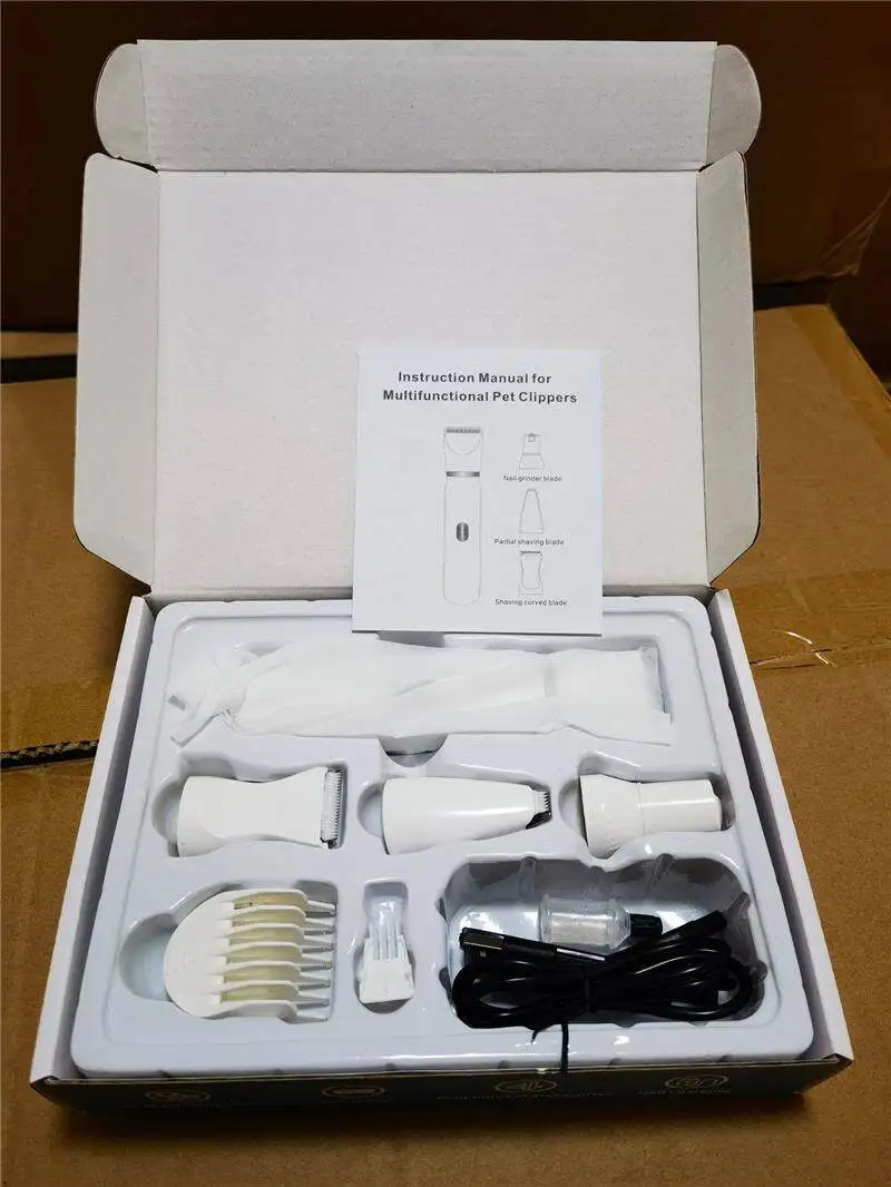 ZHAYA Pet Grooming Clippers 4 in 1 Kit Rechargeable for Dogs Cats Paw Trimmer Electric Nail Grinder