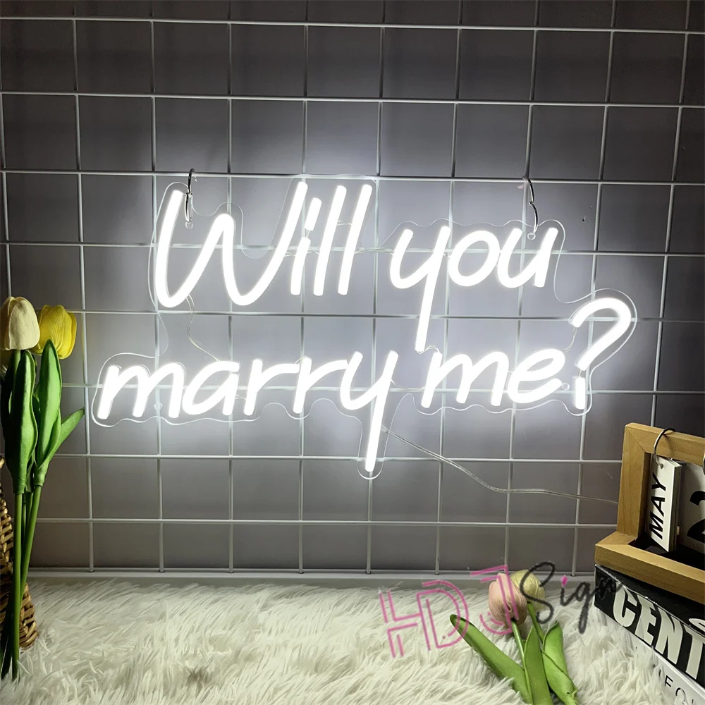 

Will You Marry Me Neon Signs Letter LED Lights Romantic Wedding Mariage Boda Party Decoration Proposal Room Decor Wall Art Lamp