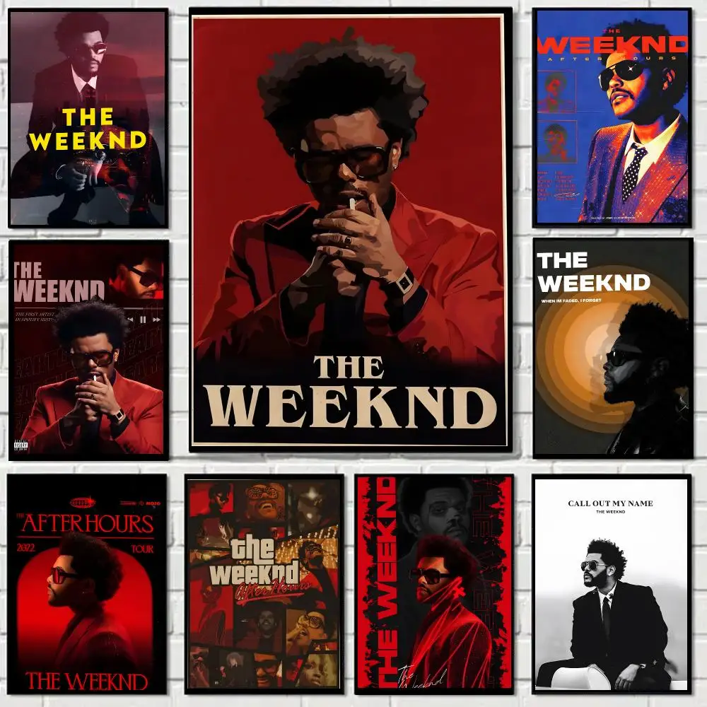 Singer T-The Weeknd Poster Self-adhesive Decal Living Room Bedroom Party Bar Decor Moisture-proof Fade-resistant