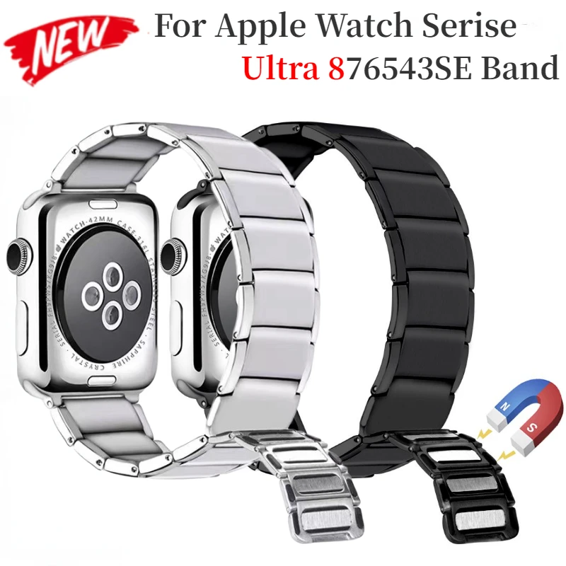 

Metal Strap for Apple Watch Ultra 49mm 8 7 45mm 41mm Magnetic Bracelet Wristband for iWatch 6 5 4 SE 44mm 40mm 3 42mm 38mm Belt