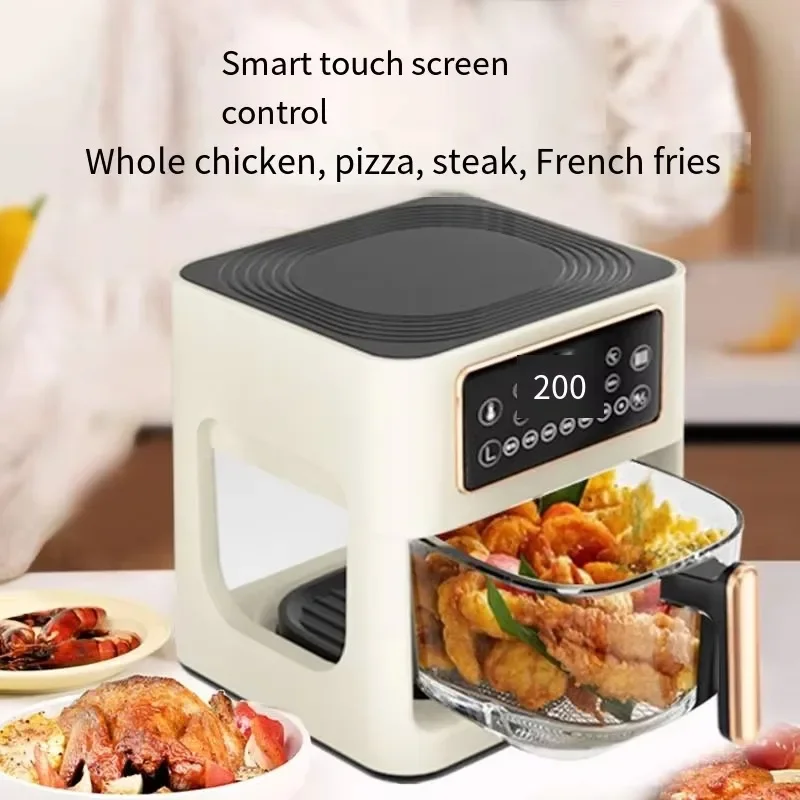 2024 Hot selling wholesale 5L6L visible glass bowl basket multifunctional electric intelligent digital air fryer
