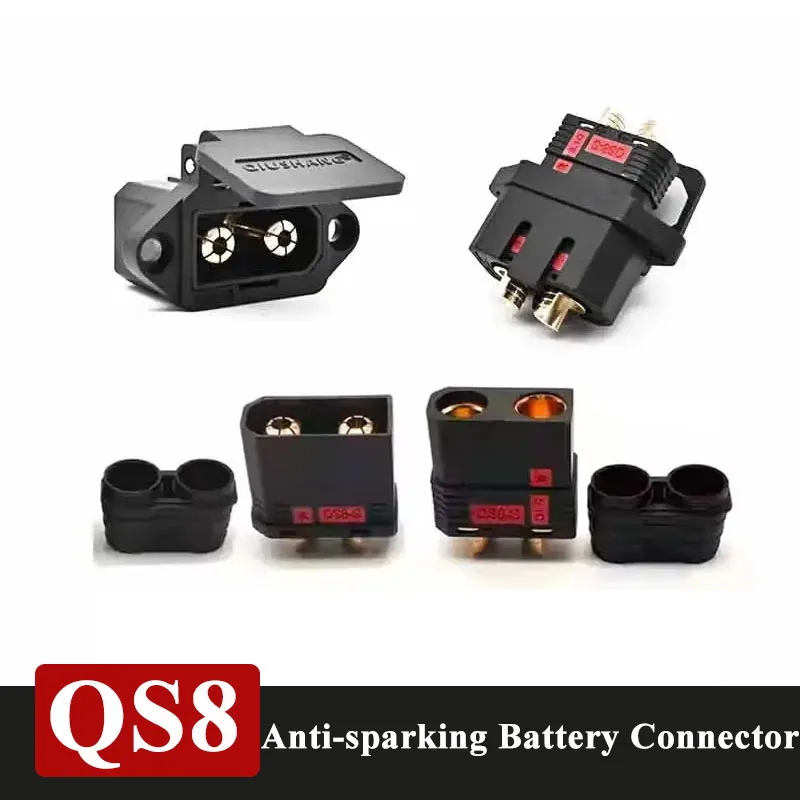 Anti-sparking QS8 Battery Charging Connector Strap Fixed Bracket Male Female Power Port Seat Modified Electric Scooter Plug