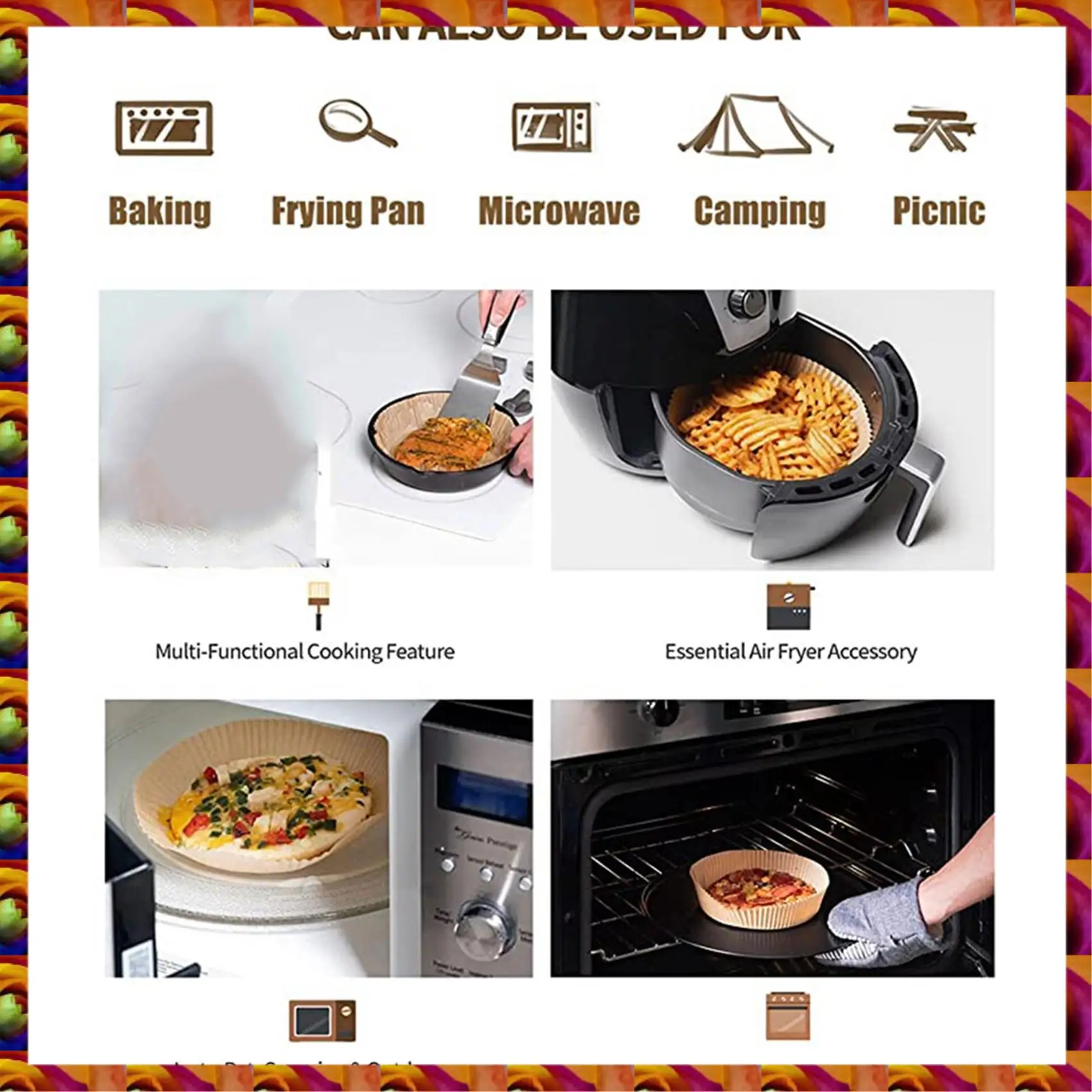 

Aimee 200Pcs Air Fryer Parchment Paper Liners Non-Stick Disposable Liners Basket Unperforated Round Parchment Paper(White)