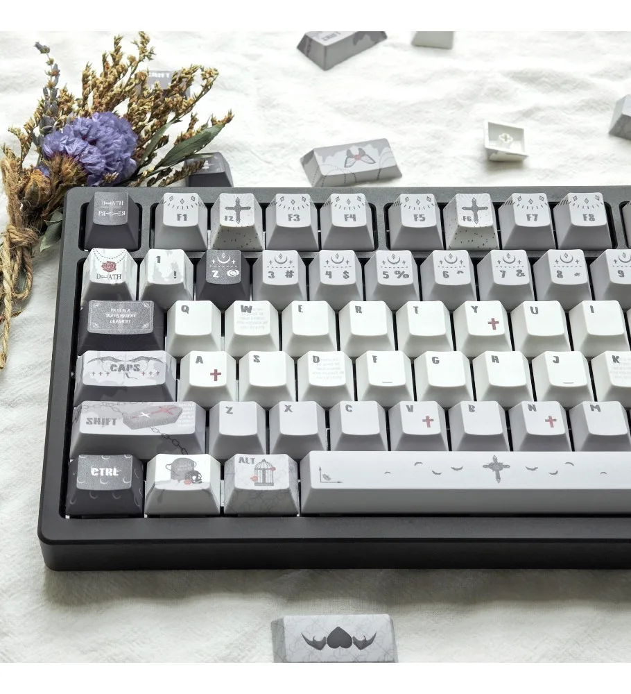 Prayer keycap 143 keys Original side engraved light-transmitting PBT five-sided thermal sublimation mechanical keyboard cap