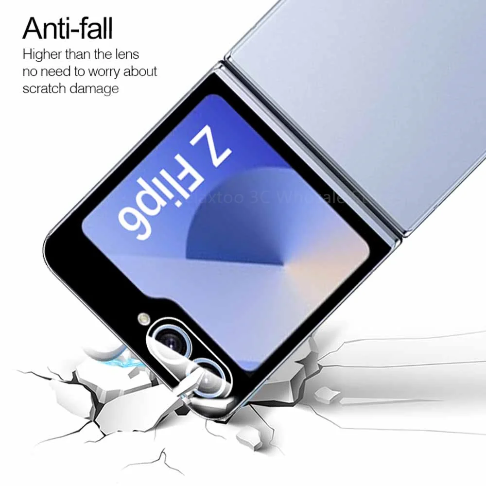 ตัวป้องกันกล้องสําหรับ Samsung Galaxy Z Flip 6 5 Flip6 คลุมทั้งหมด HD เลนส์กระจกนิรภัยสําหรับ Samsung ZFlip6 ภาพยนตร์