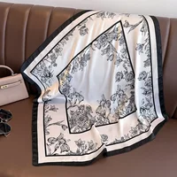 70*70cm Luxury Floral Print Silk Square Scarf Women Foulard Hairband Hands Bag Ribbon Head Hijab Neckerchief Headband Soft Satin - Image 2