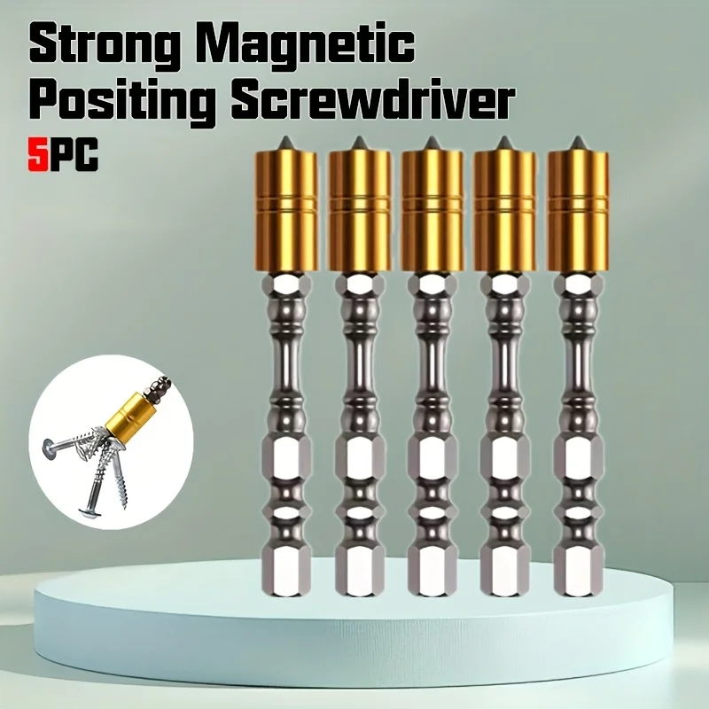 5pcs Heavy-Duty Magnetic Positioning Screwdriver Bit Set with Phillips Bits - Multi-Surface Tool for Hardwood Flooring, Ceiling