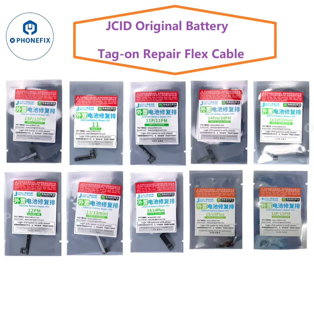 JCID Original Battery Tag-on Repair Flex Cable For iPhone 11 12 13 14 15 16 Pro Max Battery Warning Health Cable Repair Tools