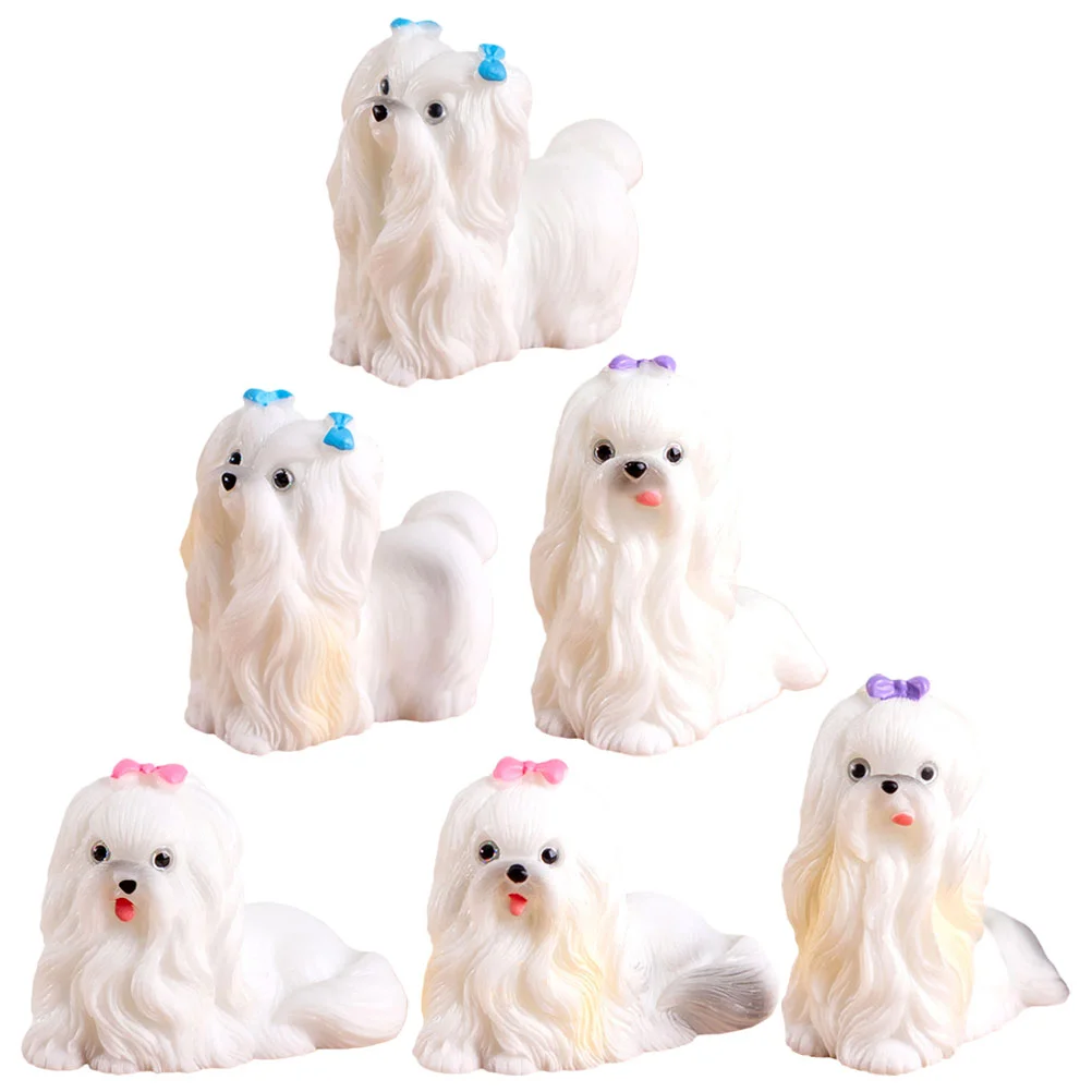 

6Pcs Mini Dog Figurines Resin Puppy Statue Figurines Micro Landscape Puppy Ornaments