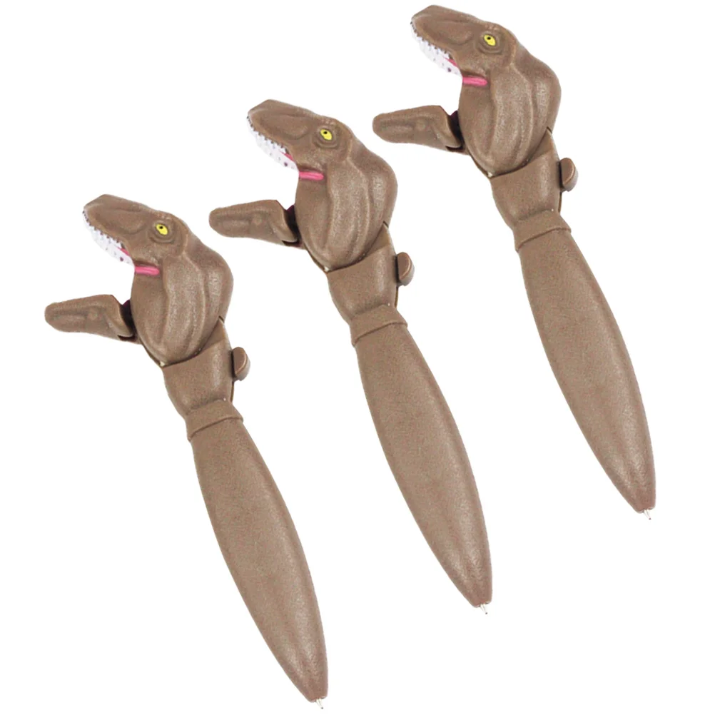 

3 Pcs Dinosaur Pen Creative Pens Cartoon Smooth Writing Light Brown Ballpoint Student