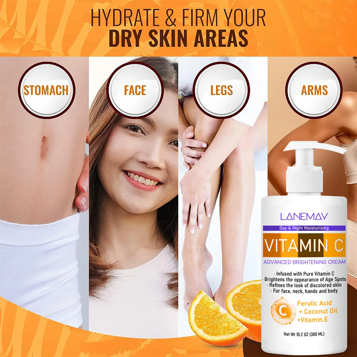 Vitamin C Fruit Kojic Acid Body Lotion Moisturizing and hydrating Body Skin Protecting Elasticity and Whitening Skin Oil Control