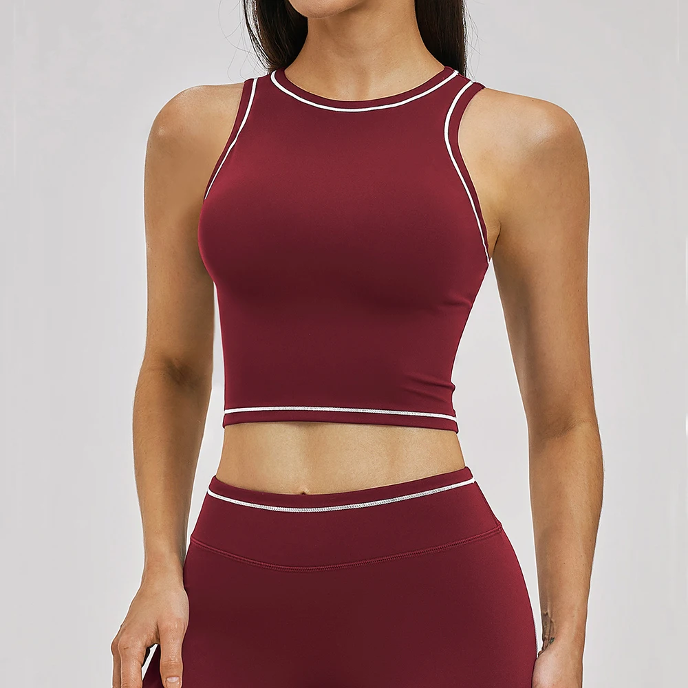 Soutien-gorge de yoga pour femme, haut de sport à séchage rapide, débardeur de gym push-up, gilet de