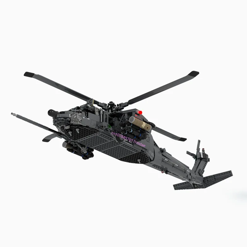 WW2 군사 MOC 미국 MH-60L 블랙 호크 헬리콥터 모델, 창의적인 아이디어, 하이테크 어린이 장난감 선물, 전투기 비행기 블록, 1547 개, 신제품