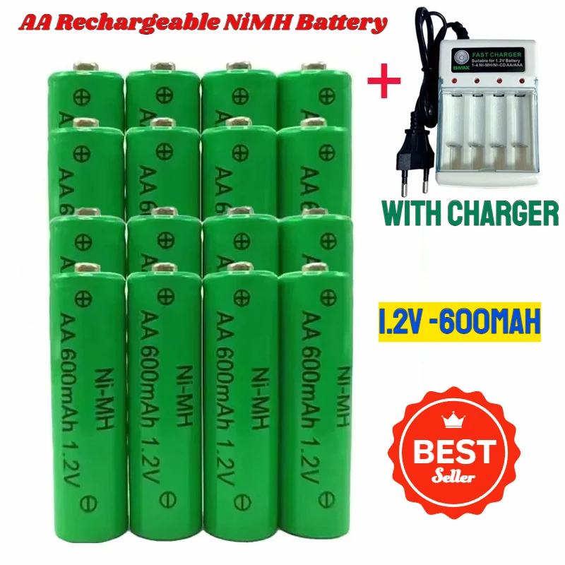 

1.2V AA 600mAh NI-MH Rechargeable Batteries for Remote Control Shaver MP3 LED Camera Light Toy Replacement Lithium Battery