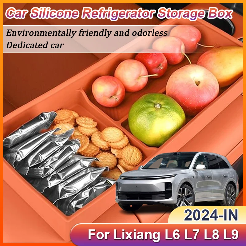 

For Li Lixiang Ideal L6 L7 L8 L9 2024 Car Silicone Refrigerator Storage Boxs Non-slip Tray Storage Fixed Silicone Pads Interiors