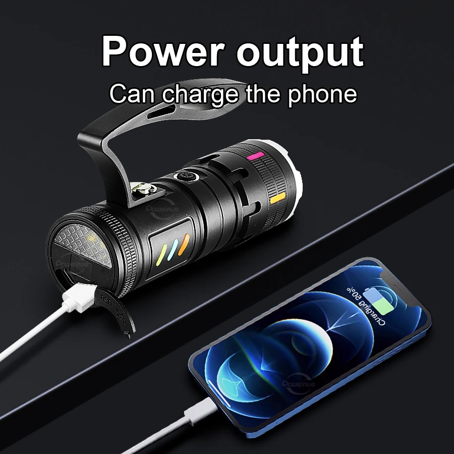 Super Power Rechargeable LED Tactical Flashlight Aluminum Alloy Telescopic Zoom Torch Lamp for Outdoor Camping Fishing Lantern