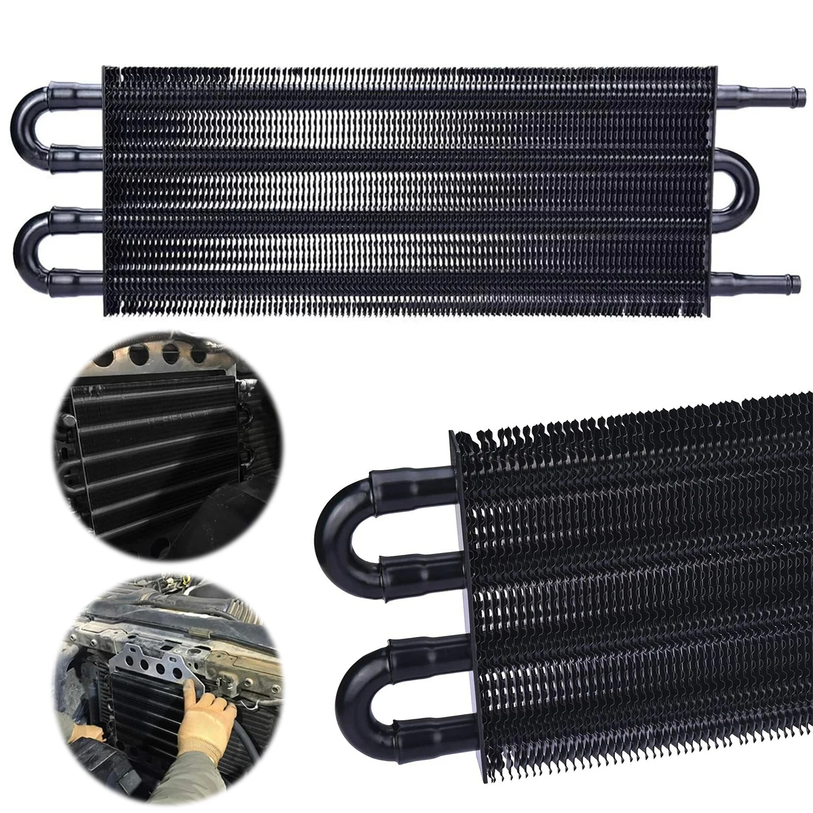4 Row Universal Aluminium Alloy Radiator with Tube and Hose Mounting Kit Oil Radiator Transmission Engine Cooler